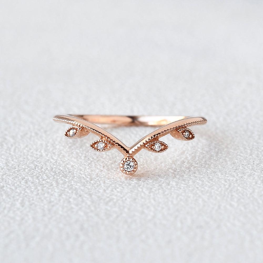 Chevron Rose Gold Moissanite Ring - Felicegals