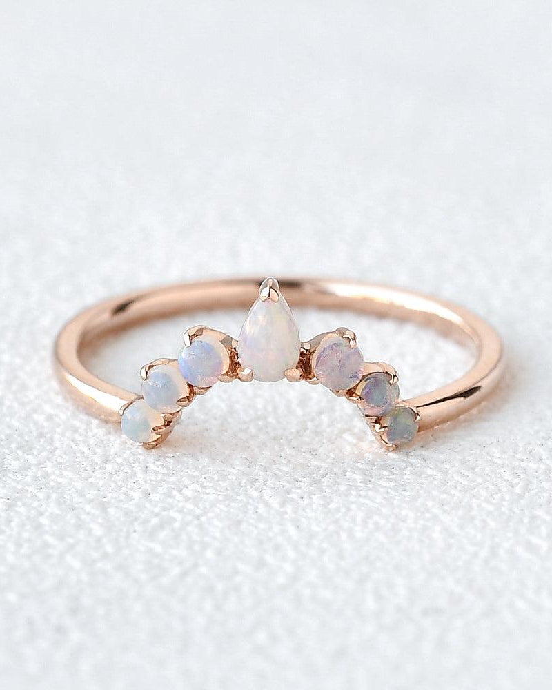 Pear Shaped Opal Stacking Ring - Felicegals