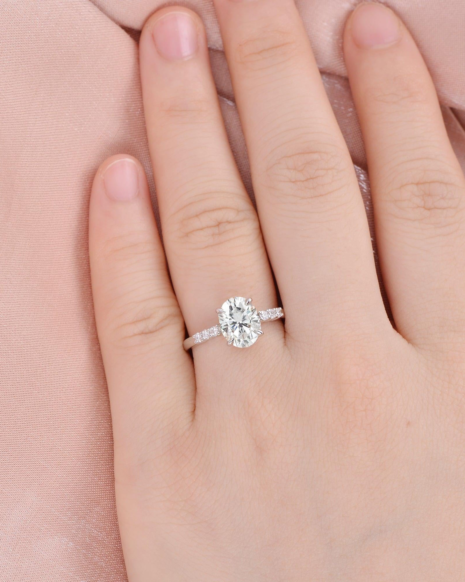Oval Cut Moissanite White Gold Ring - Felicegals 丨Wedding ring 丨Fashion ring 丨Diamond ring 丨Gemstone ring--Felicegals