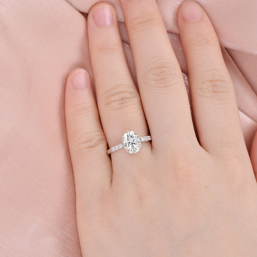 Oval Cut Moissanite White Gold Ring - Felicegals 丨Wedding ring 丨Fashion ring 丨Diamond ring 丨Gemstone ring--Felicegals
