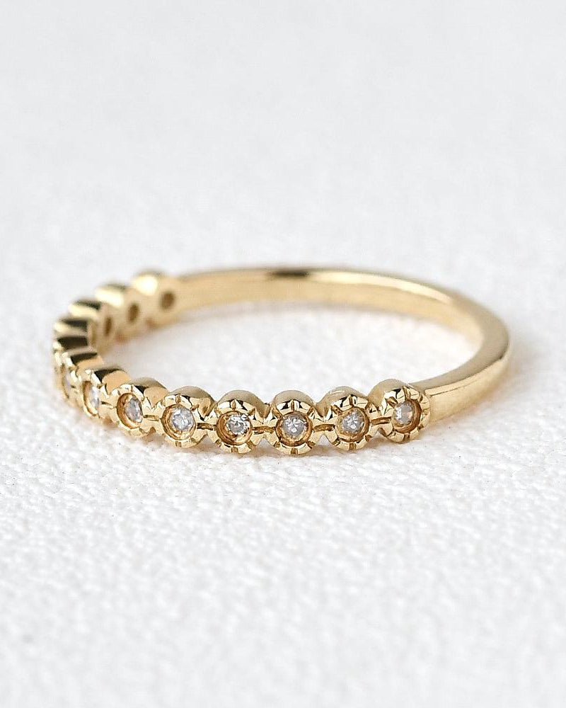 Art Deco Moissanite Yellow Gold Stacking Ring - Felicegals