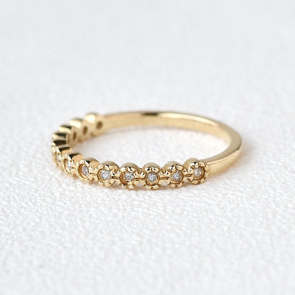 Art Deco Moissanite Yellow Gold Stacking Ring - Felicegals