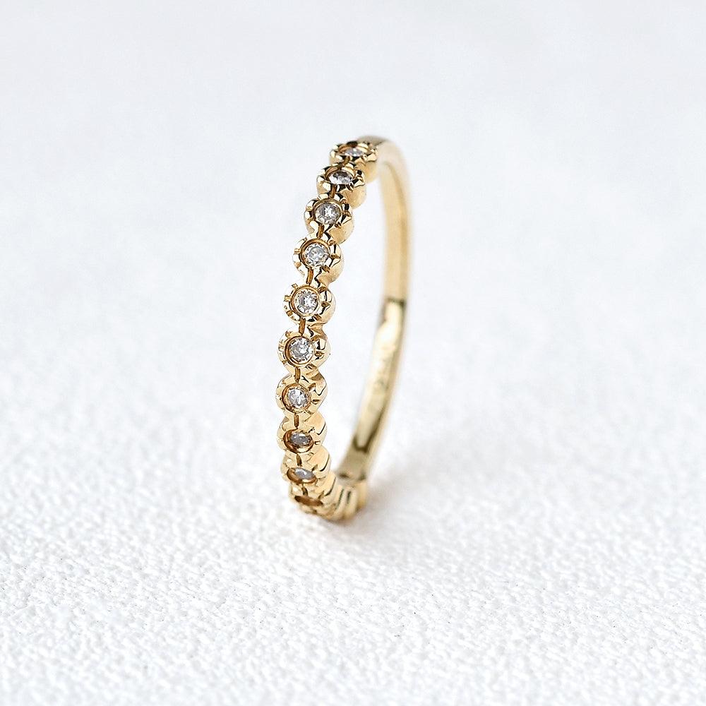 Art Deco Moissanite Yellow Gold Stacking Ring - Felicegals