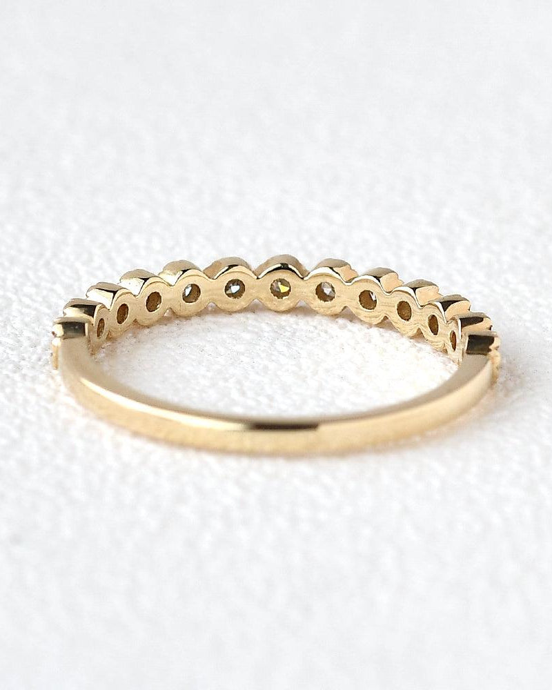 Art Deco Moissanite Yellow Gold Stacking Ring - Felicegals