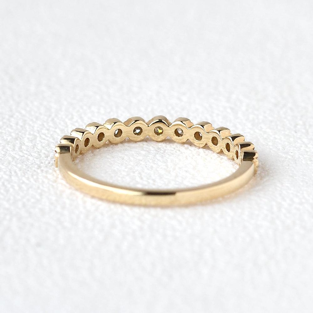 Art Deco Moissanite Yellow Gold Stacking Ring - Felicegals