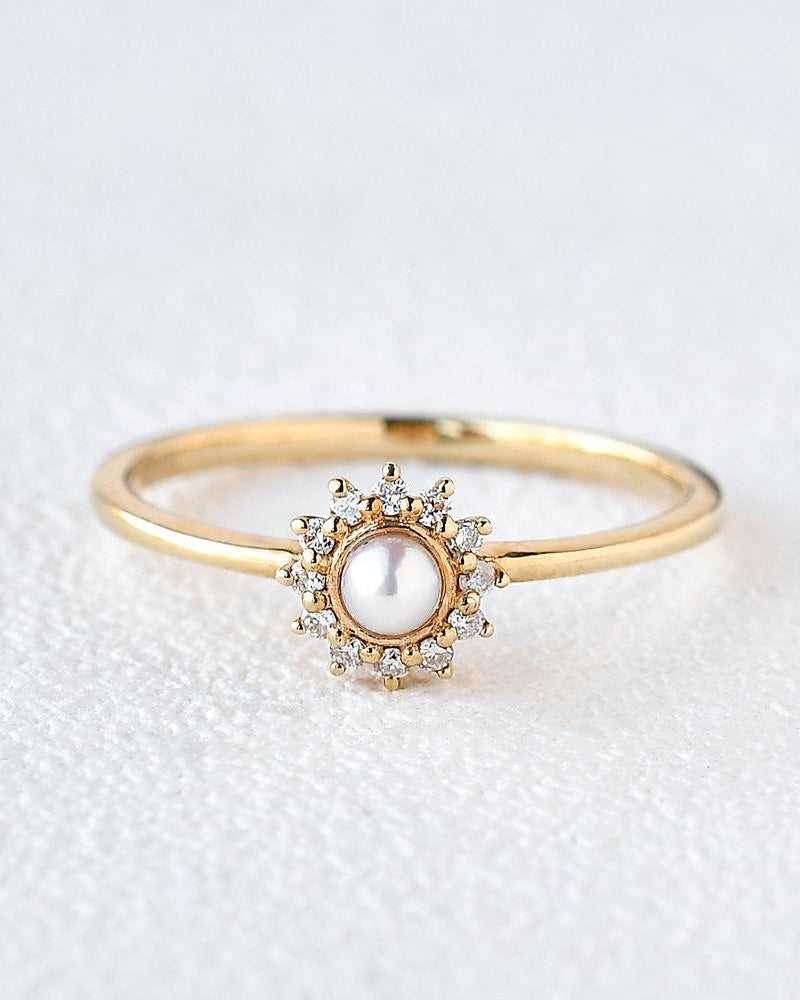 Mini Natural Pearl Yellow Gold Ring - Felicegals