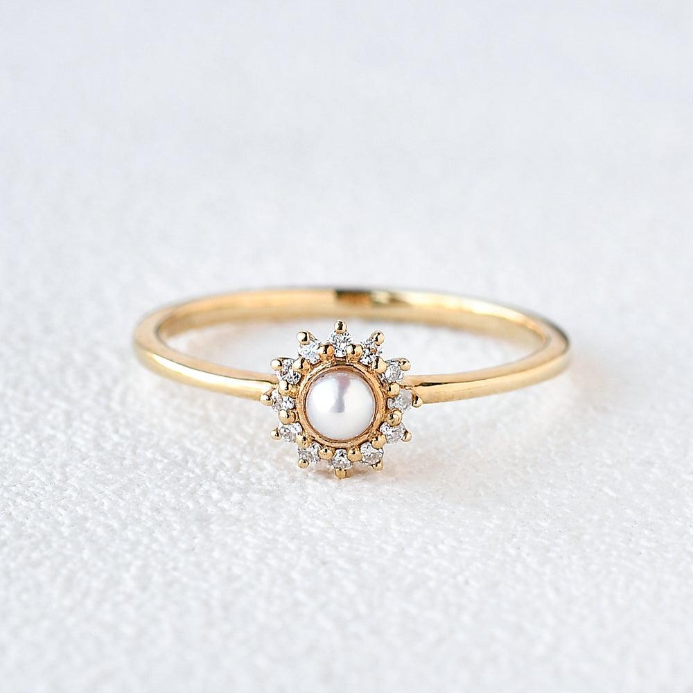 Mini Natural Pearl Yellow Gold Ring - Felicegals