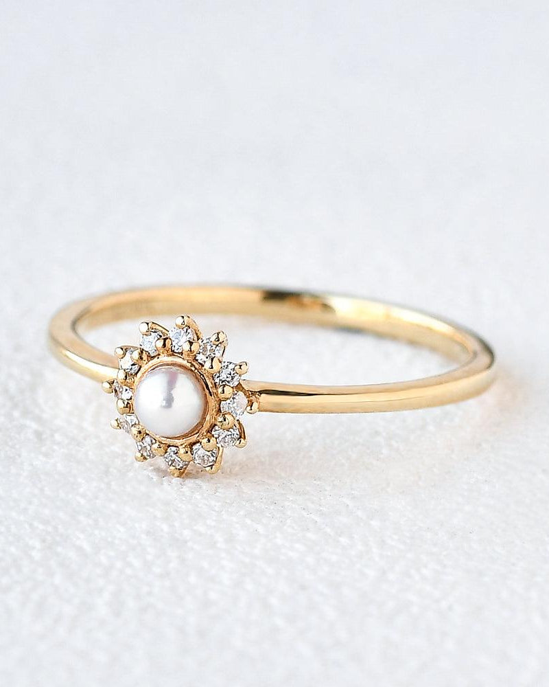 Mini Natural Pearl Yellow Gold Ring - Felicegals