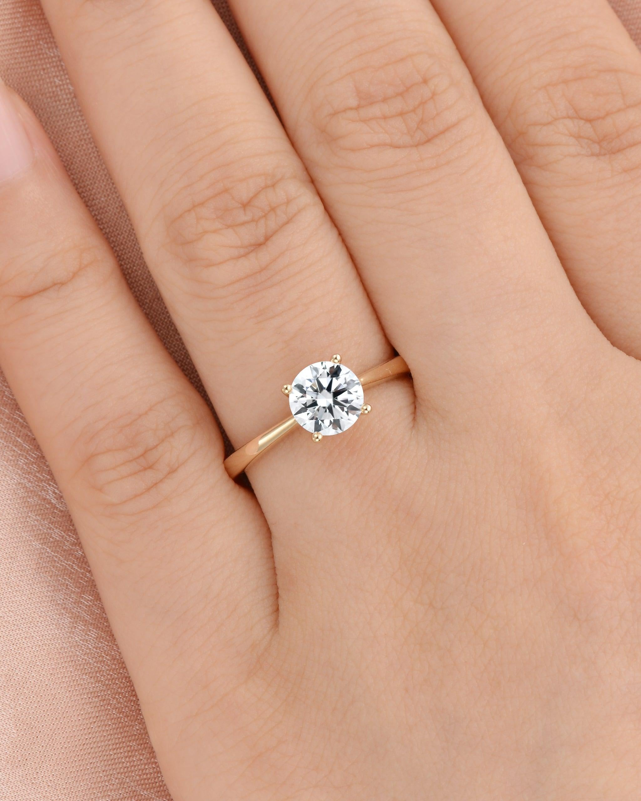 1ct Classic 4-Prong Solitaire Lab Diamond Ring - Felicegals 丨Wedding ring 丨Fashion ring 丨Diamond ring 丨Gemstone ring--Felicegals 丨Wedding ring 丨Fashion ring 丨Diamond ring 丨Gemstone ring