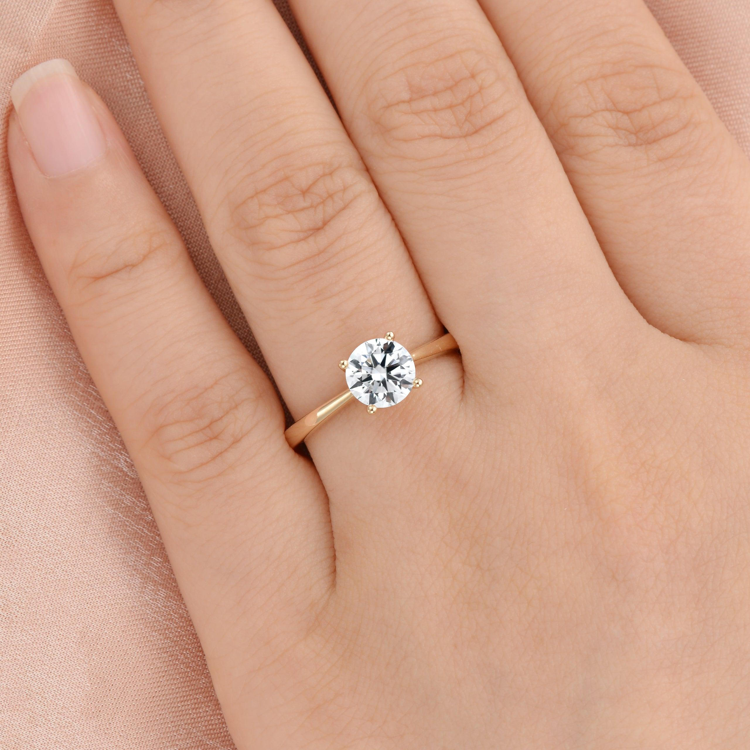 1ct Classic 4-Prong Solitaire Lab Diamond Ring - Felicegals 丨Wedding ring 丨Fashion ring 丨Diamond ring 丨Gemstone ring--Felicegals 丨Wedding ring 丨Fashion ring 丨Diamond ring 丨Gemstone ring