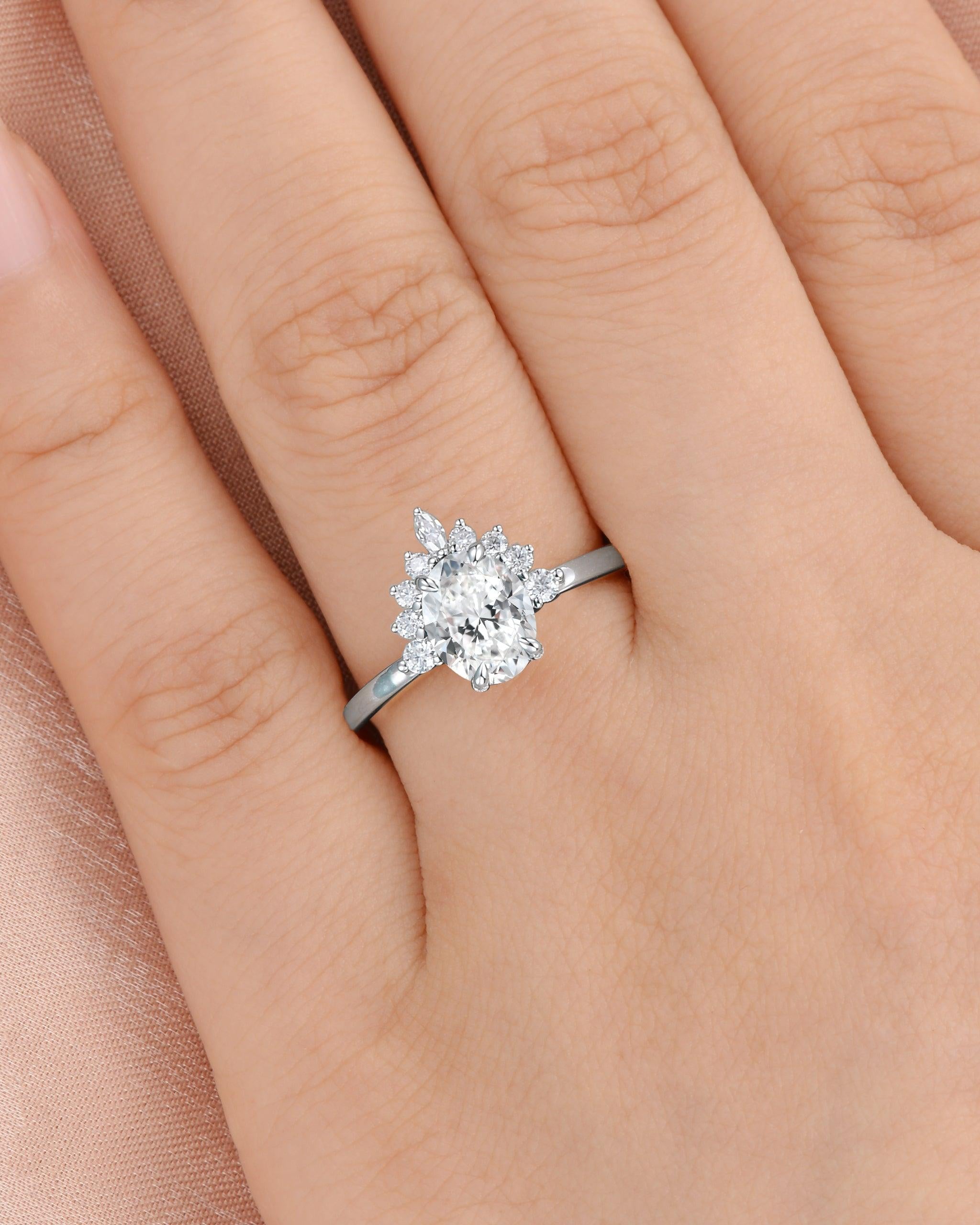 1.3ct Oval Cut Lab Diamond 4-Prong Gold Ring - Felicegals 丨Wedding ring 丨Fashion ring 丨Diamond ring 丨Gemstone ring--Felicegals