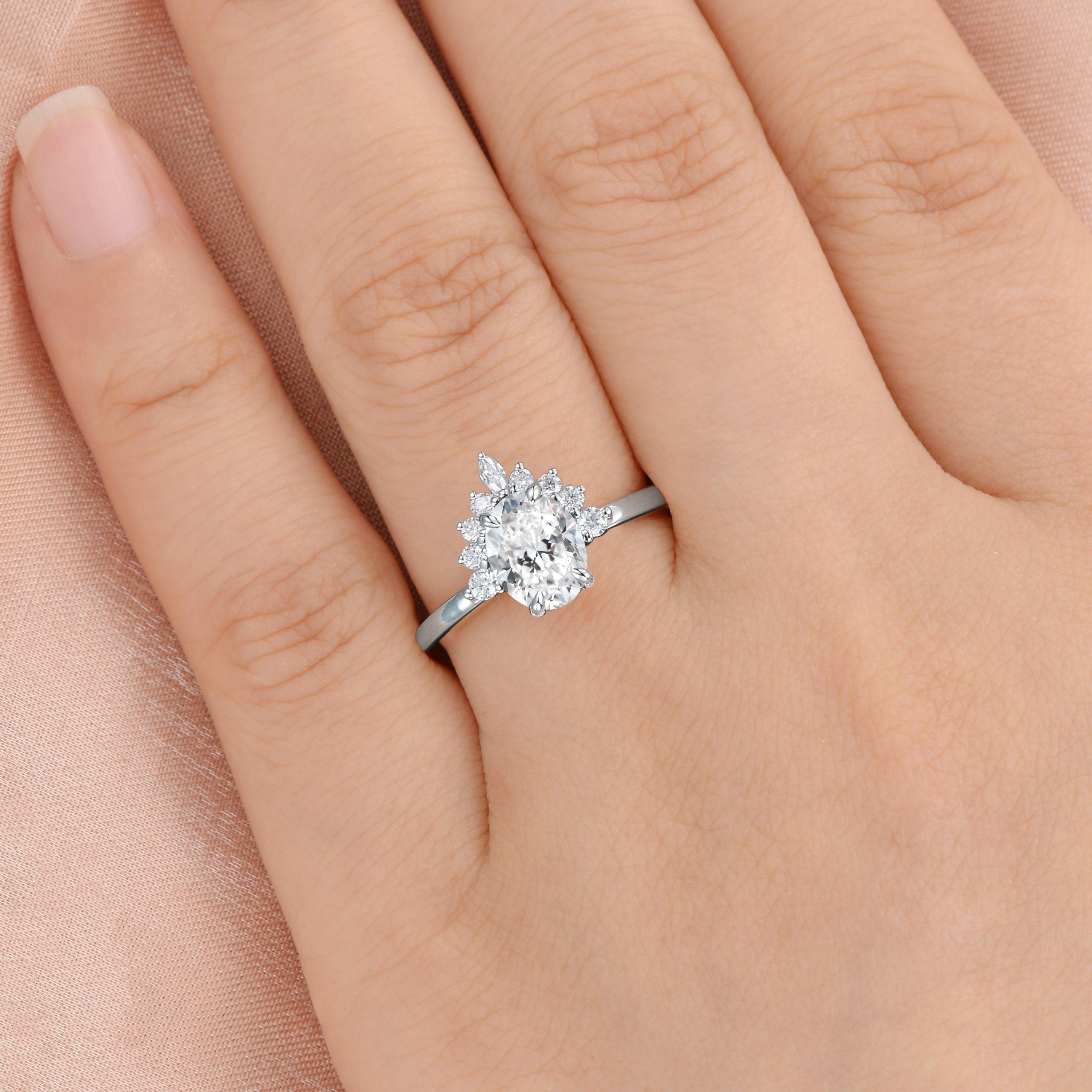 1.3ct Oval Cut Lab Diamond 4-Prong Gold Ring - Felicegals 丨Wedding ring 丨Fashion ring 丨Diamond ring 丨Gemstone ring--Felicegals