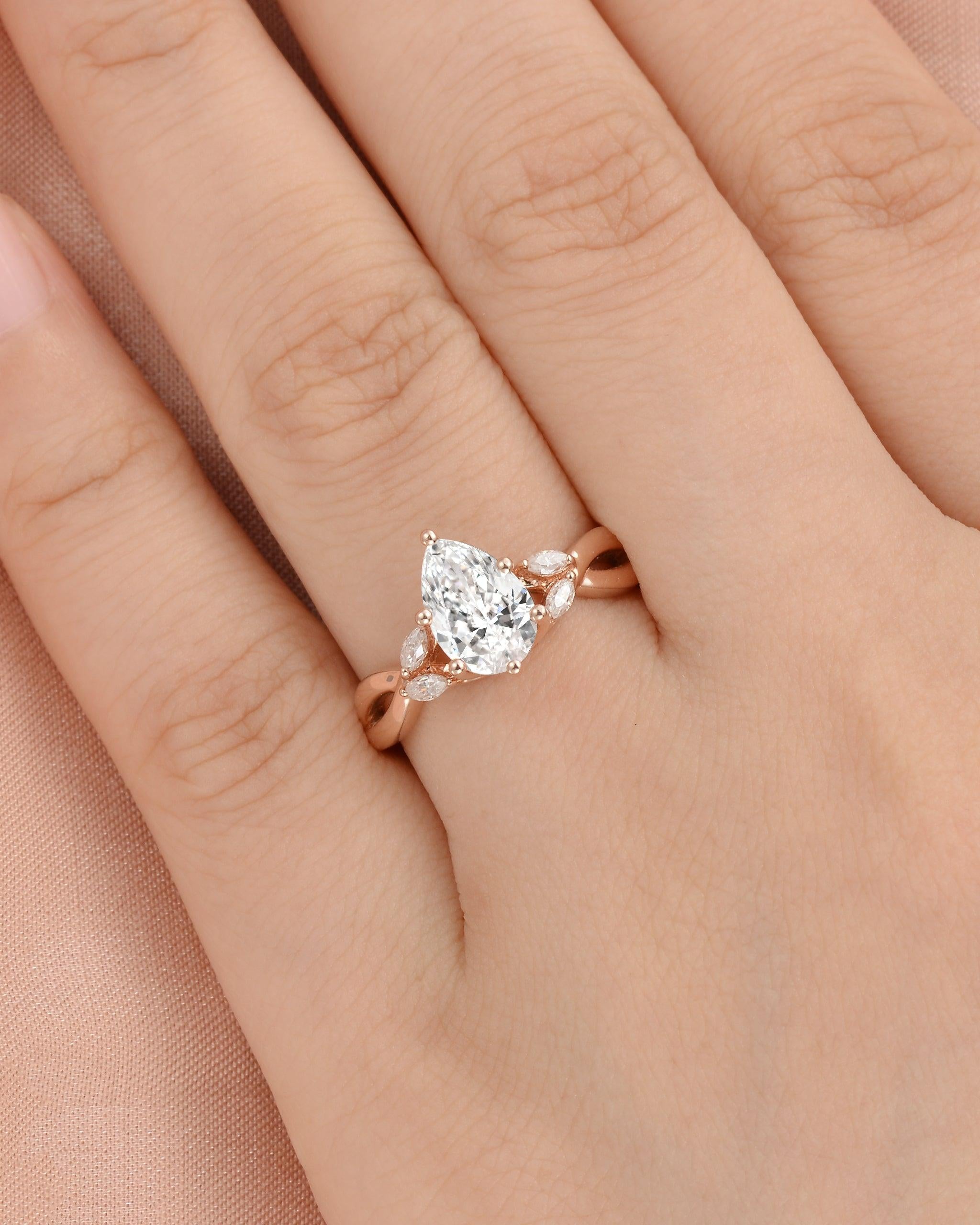 1.5ct Pear Shaped Lab Diamond Ring - Felicegals 丨Wedding ring 丨Fashion ring 丨Diamond ring 丨Gemstone ring--Felicegals