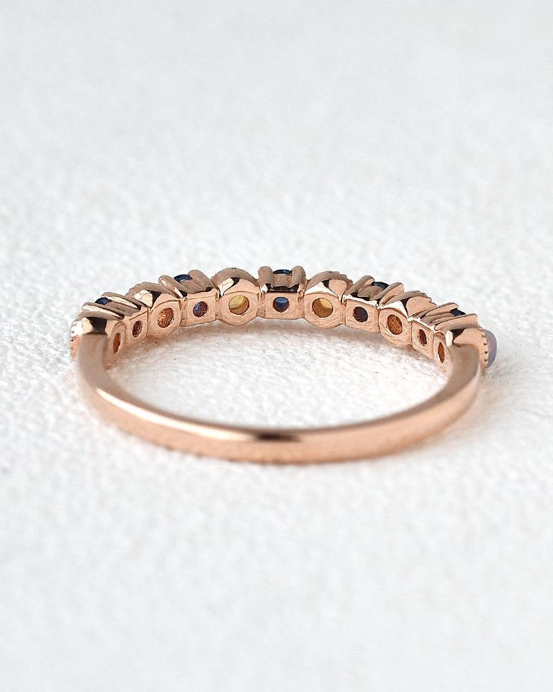 Blue Sapphire & Opal Rose Gold Ring - Felicegals