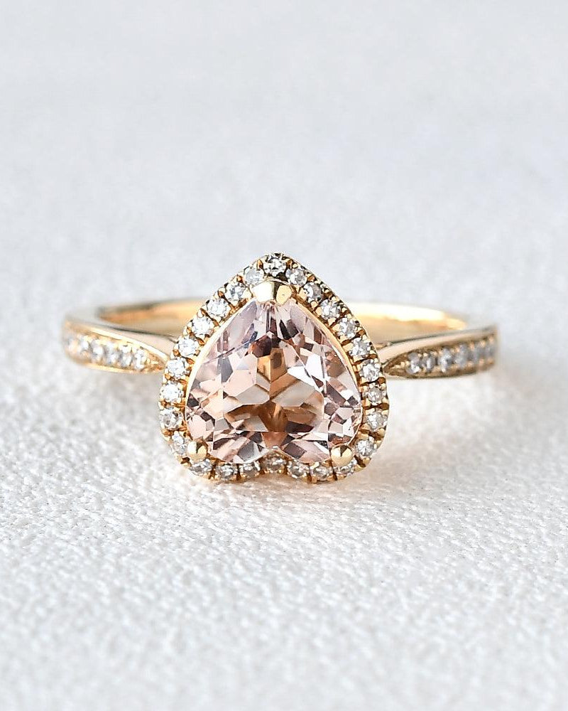Morganite & Moissanite Rose Gold Ring - Felicegals