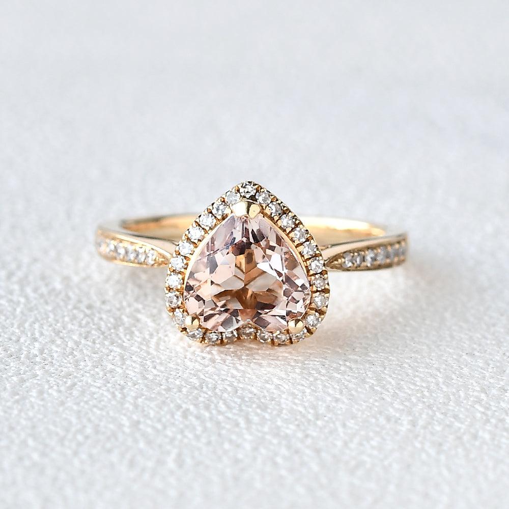 Morganite & Moissanite Rose Gold Ring - Felicegals
