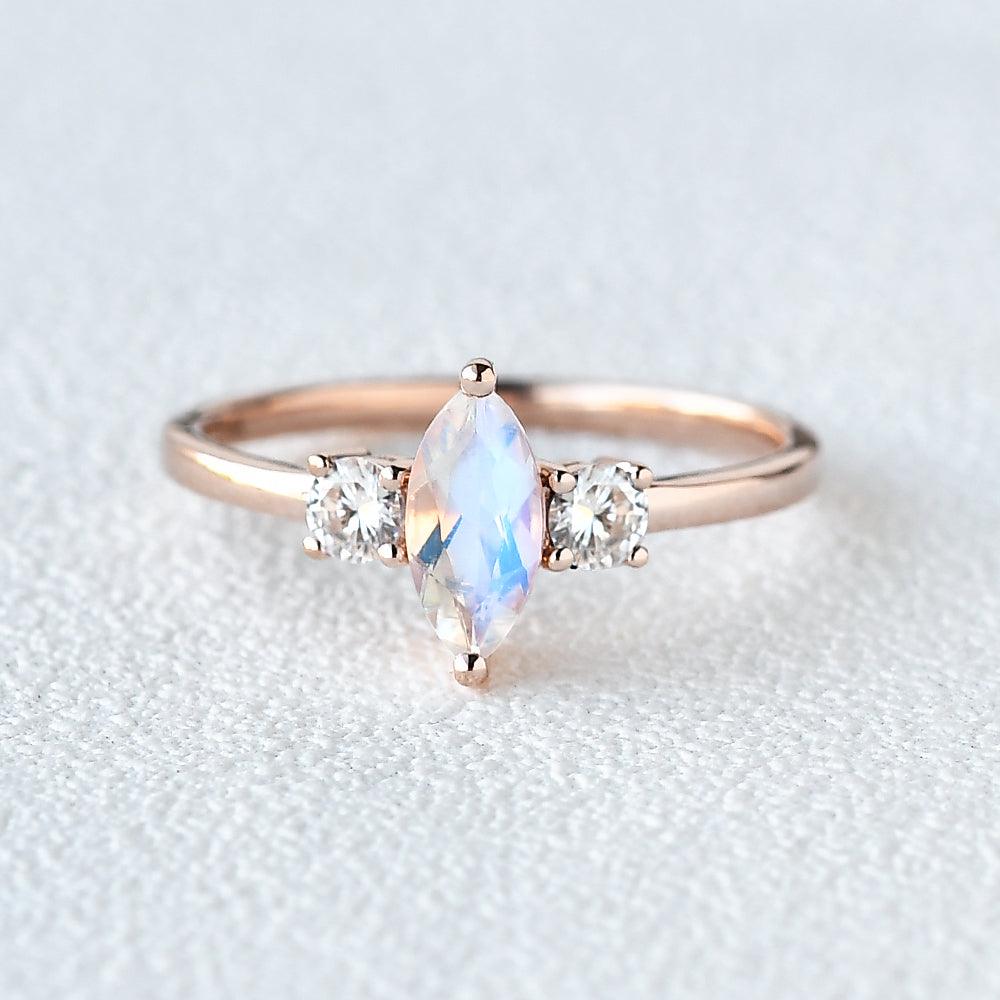 Minimalist Moonstone Wedding Ring - Felicegals