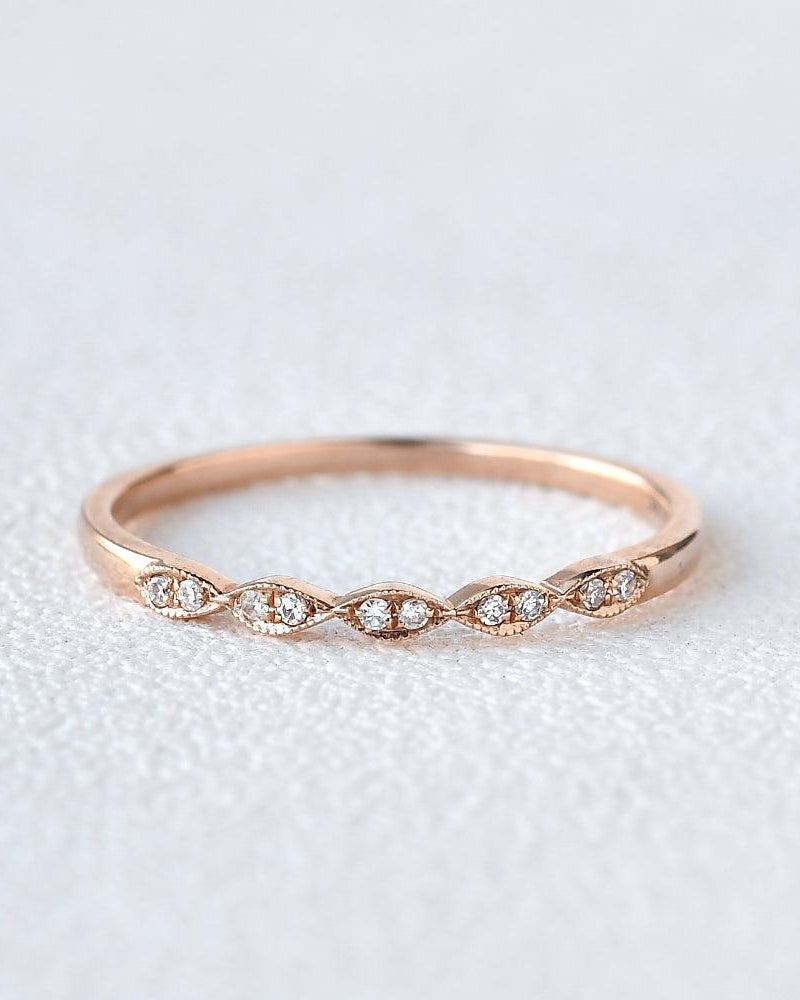 Moissanite Wedding Band Rose Gold Ring - Felicegals