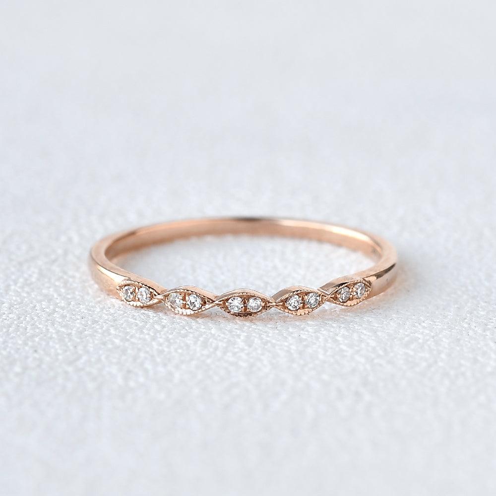 Moissanite Wedding Band Rose Gold Ring - Felicegals
