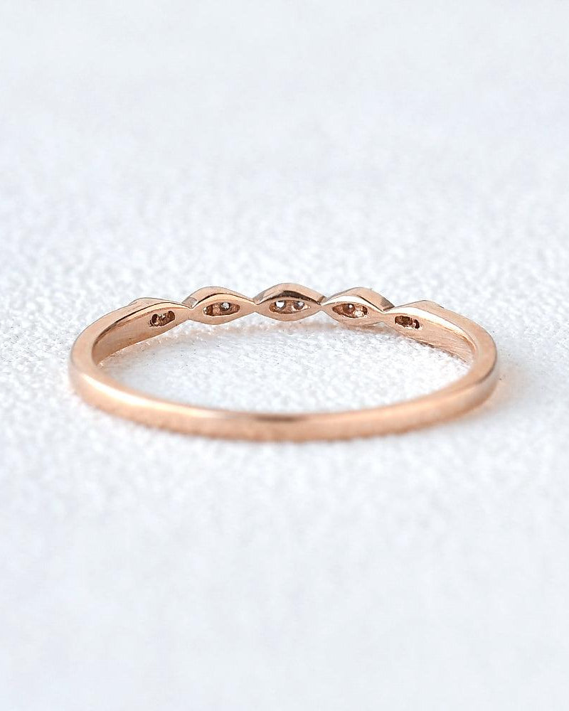 Moissanite Wedding Band Rose Gold Ring - Felicegals