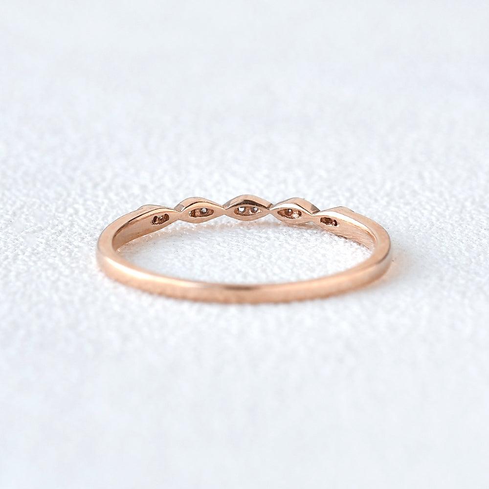 Moissanite Wedding Band Rose Gold Ring - Felicegals