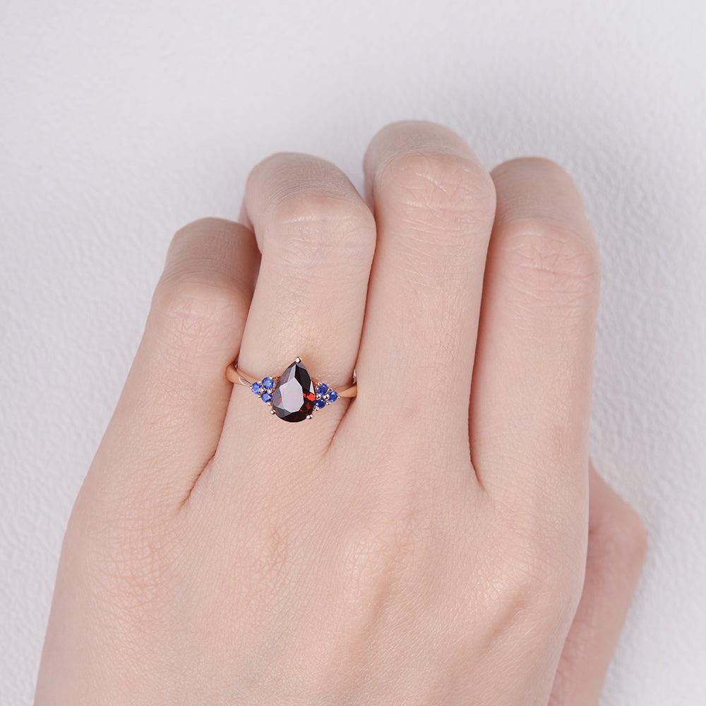 1ct Pear Shaped Garnet & Rose Gold Ring - Felicegals