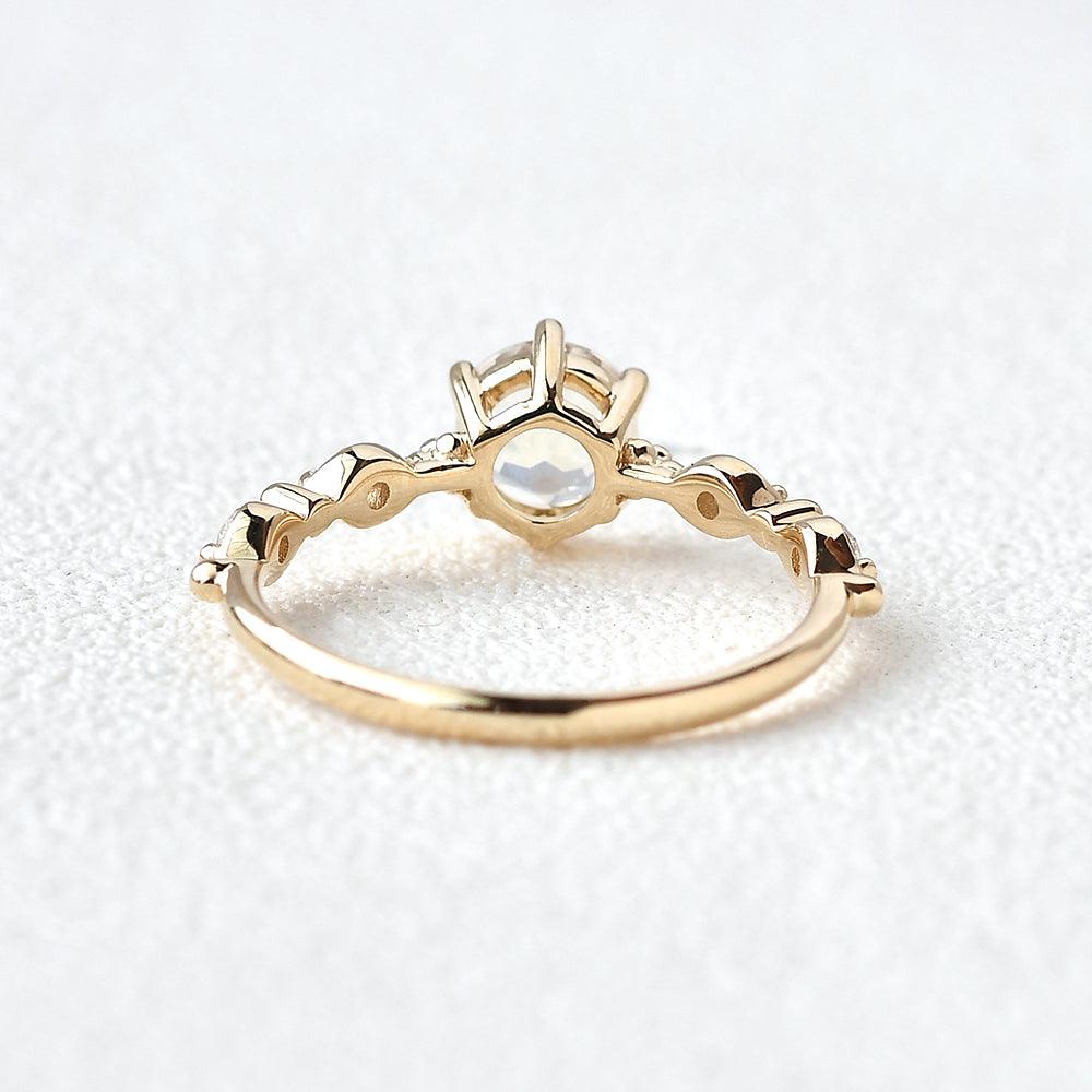 6mm Blue Moonstone Rose Gold Ring - Felicegals