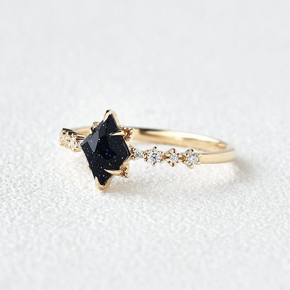 Blue Sandstone & Moissanite Ring - Felicegals