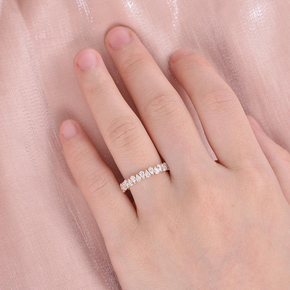 Pear Shaped Moissanite Wedding Band - Felicegals 丨Wedding ring 丨Fashion ring 丨Diamond ring 丨Gemstone ring--Felicegals