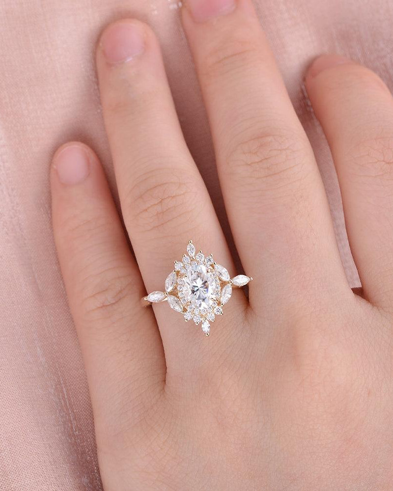Moissanite Stacking Rose Gold Ring - Felicegals 丨Wedding ring 丨Fashion ring 丨Diamond ring 丨Gemstone ring--Felicegals