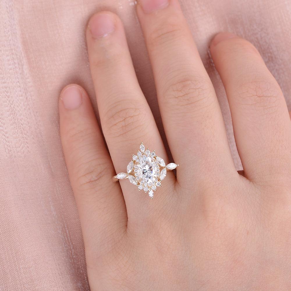 Moissanite Stacking Rose Gold Ring - Felicegals 丨Wedding ring 丨Fashion ring 丨Diamond ring 丨Gemstone ring--Felicegals