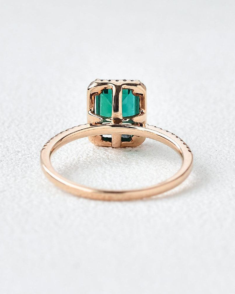 Emerald & Moissanite Rose Gold Ring - Felicegals