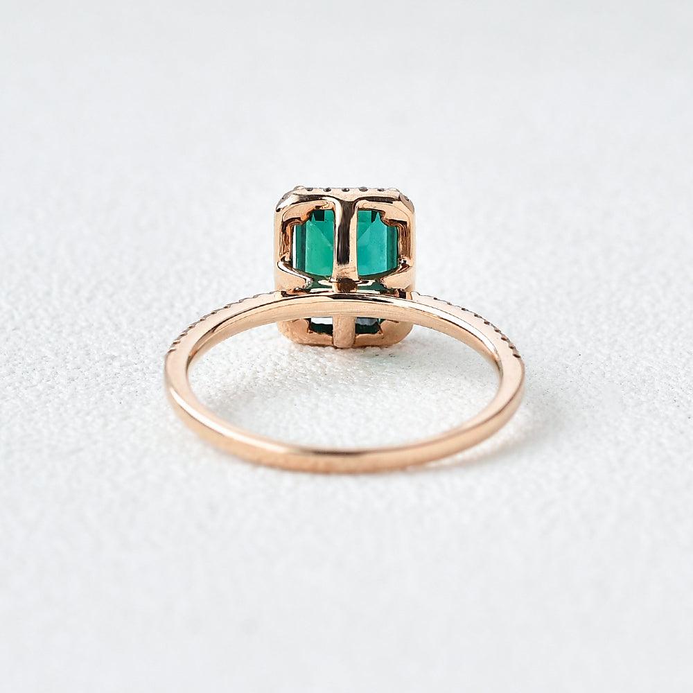 Emerald & Moissanite Rose Gold Ring - Felicegals
