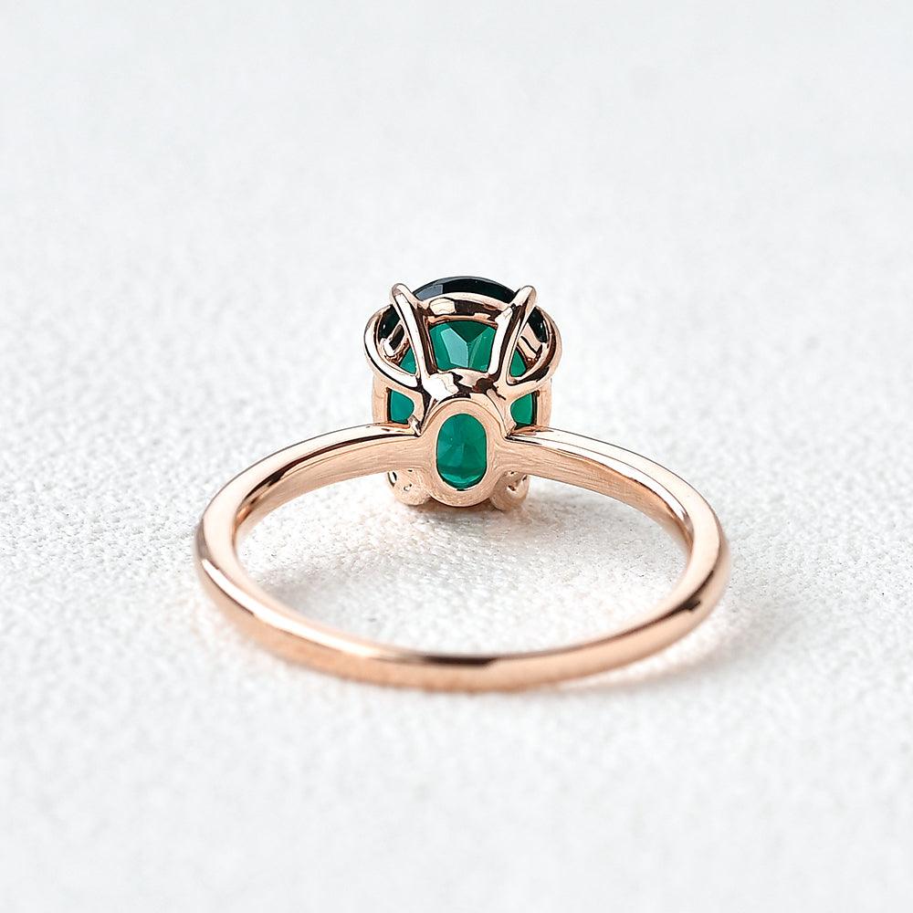 Oval Shaped Emerald Rose Gold Ring - Felicegals