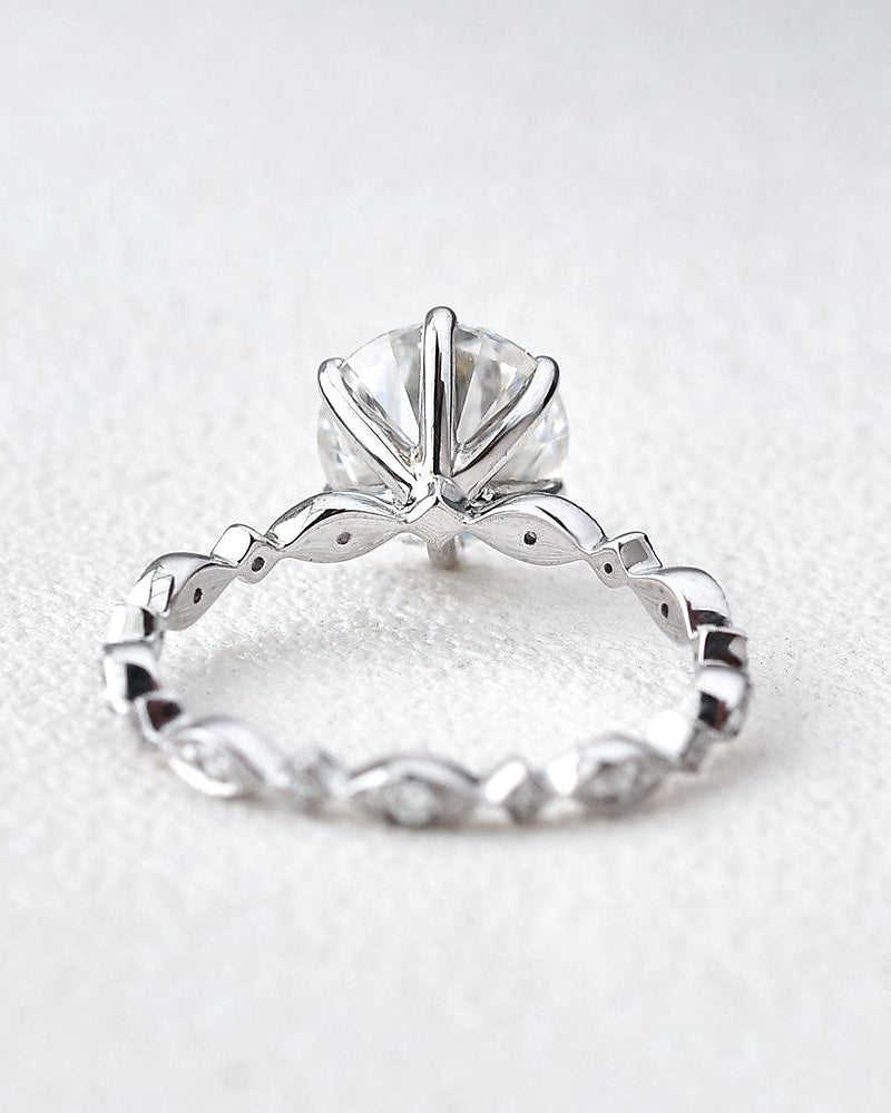 1ct Moissanite White Gold Six Prongs Ring - Felicegals