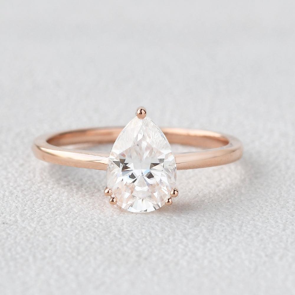 Pear Shaped Moissanite Solitaire Ring - Felicegals