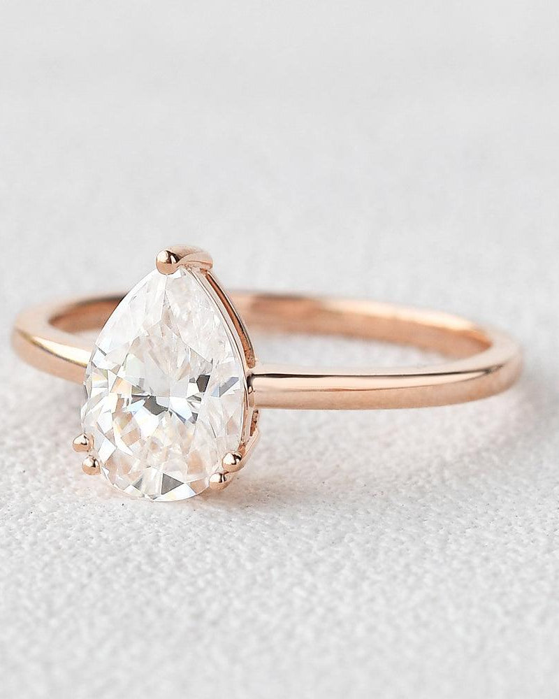 Pear Shaped Moissanite Solitaire Ring - Felicegals