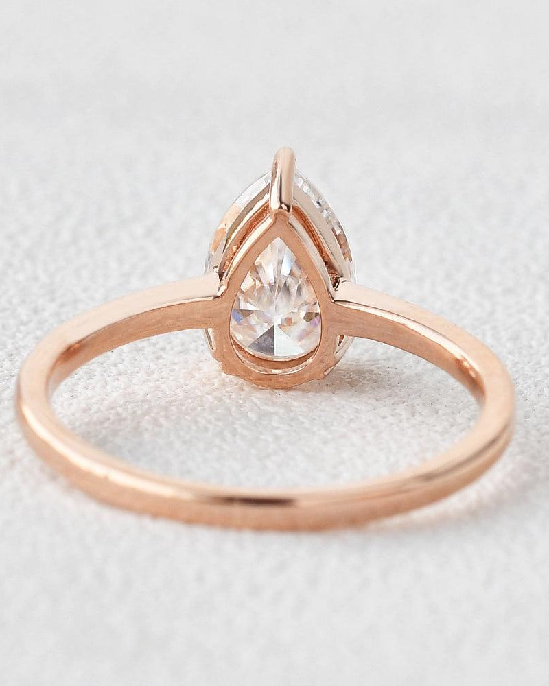 Pear Shaped Moissanite Solitaire Ring - Felicegals