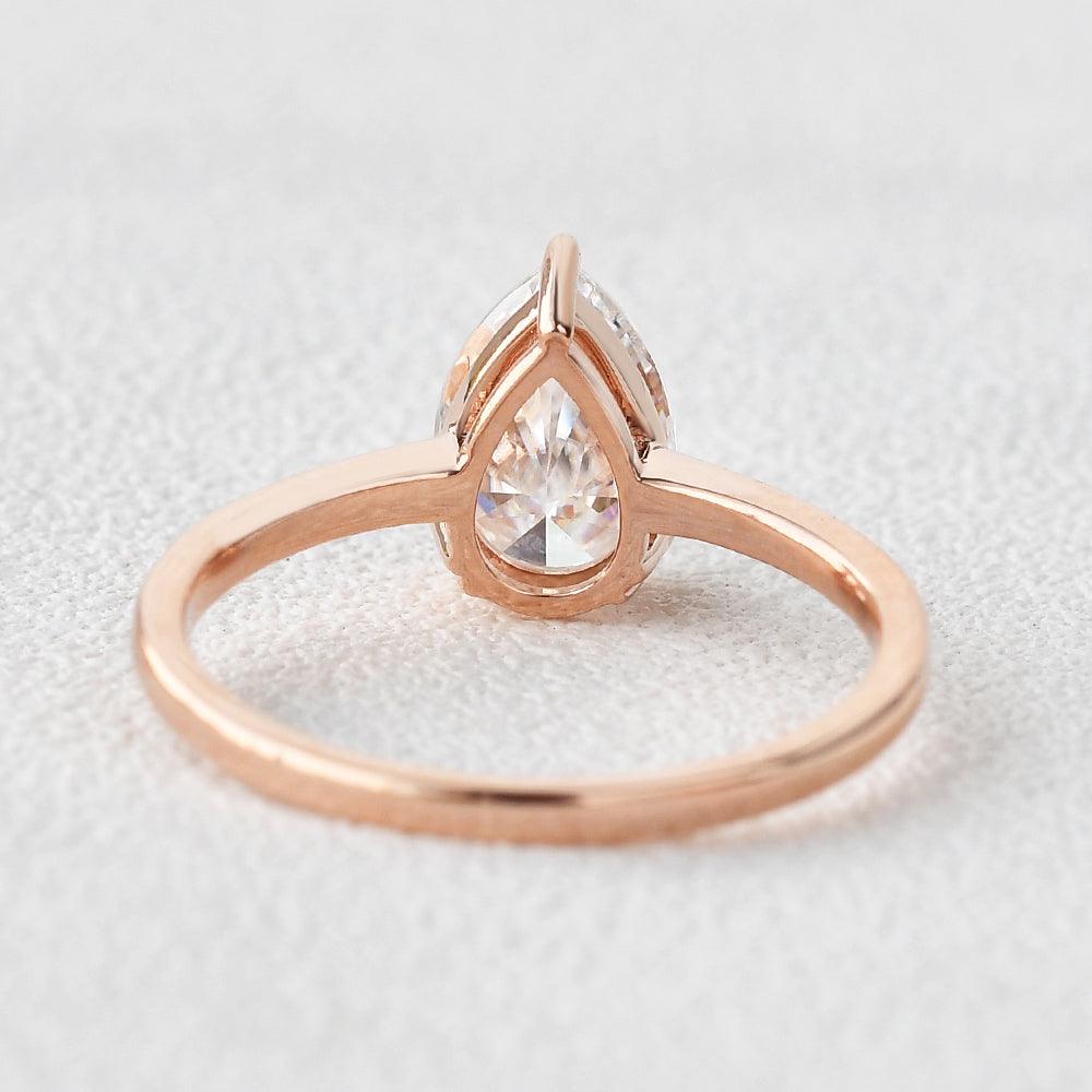 Pear Shaped Moissanite Solitaire Ring - Felicegals