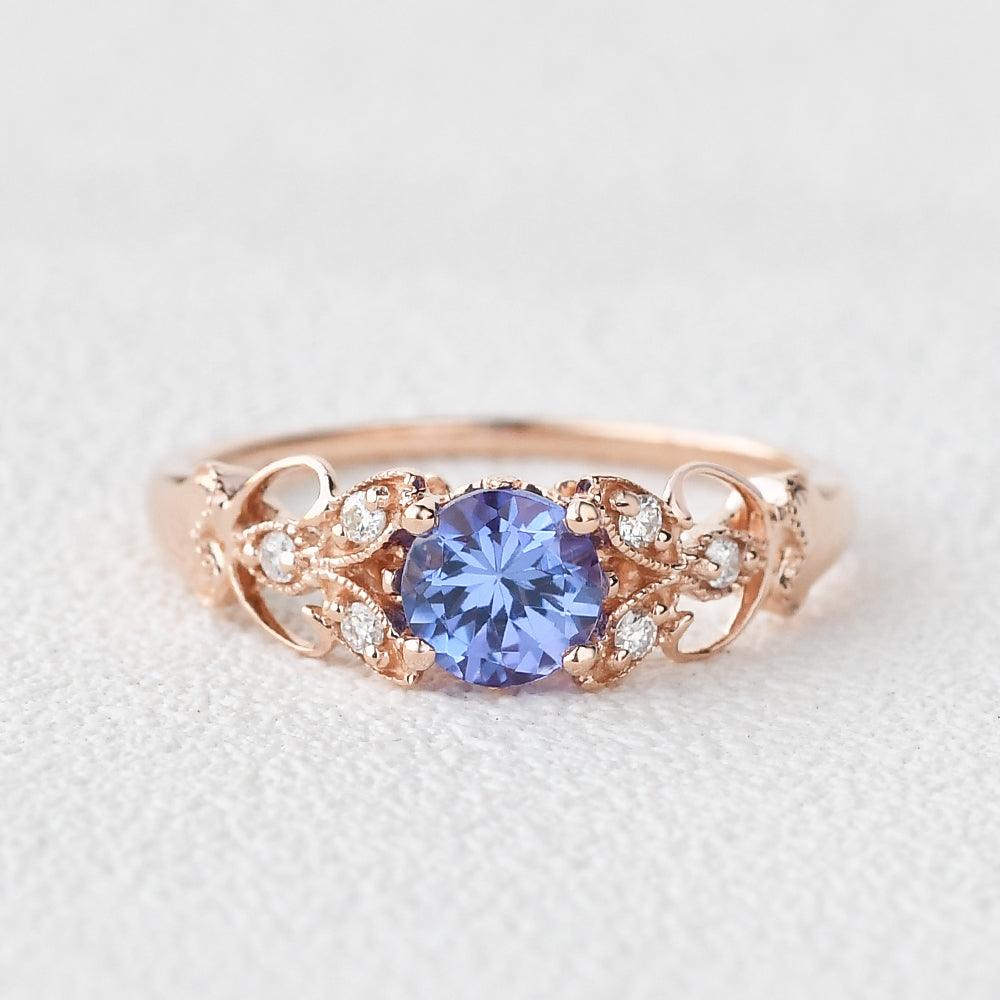 Tanzanite & Moissanite Inspired Rose Gold Ring - Felicegals