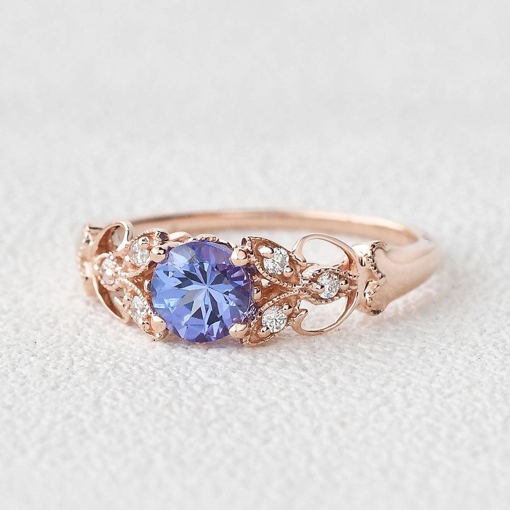 Tanzanite & Moissanite Inspired Rose Gold Ring - Felicegals