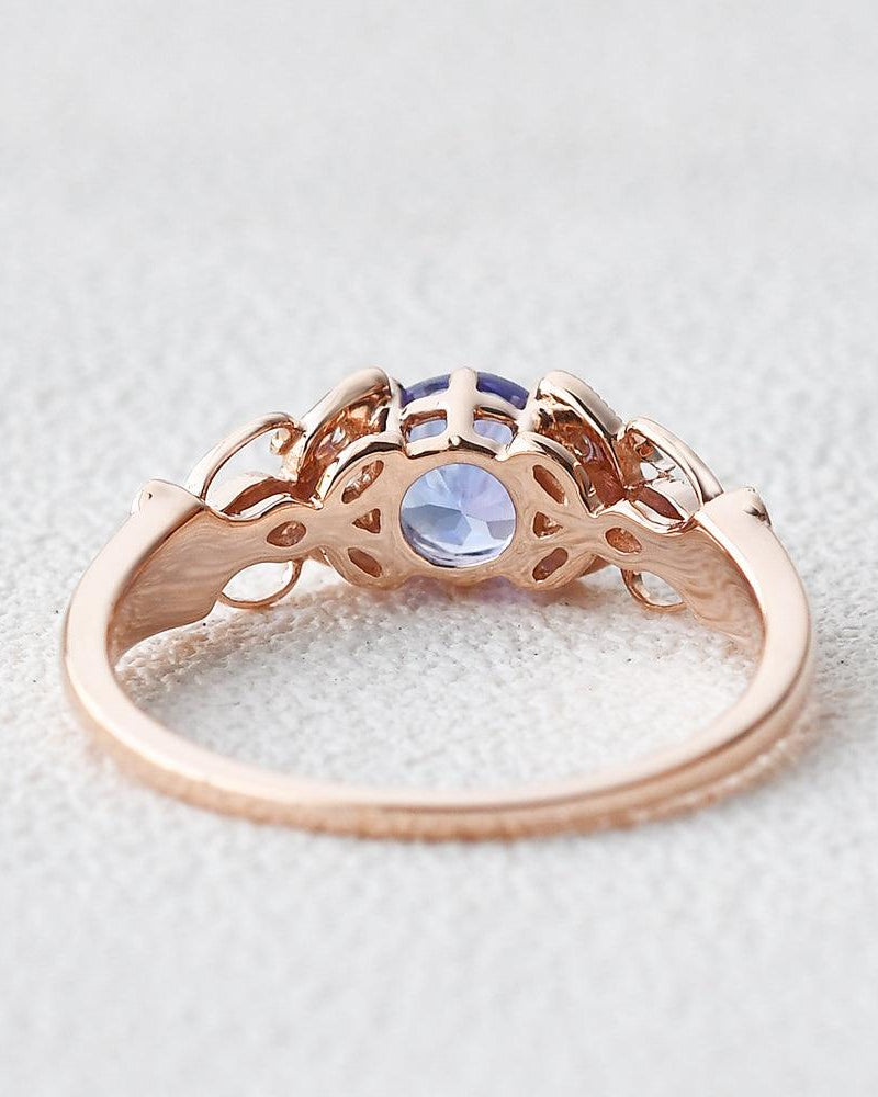 Tanzanite & Moissanite Inspired Rose Gold Ring - Felicegals