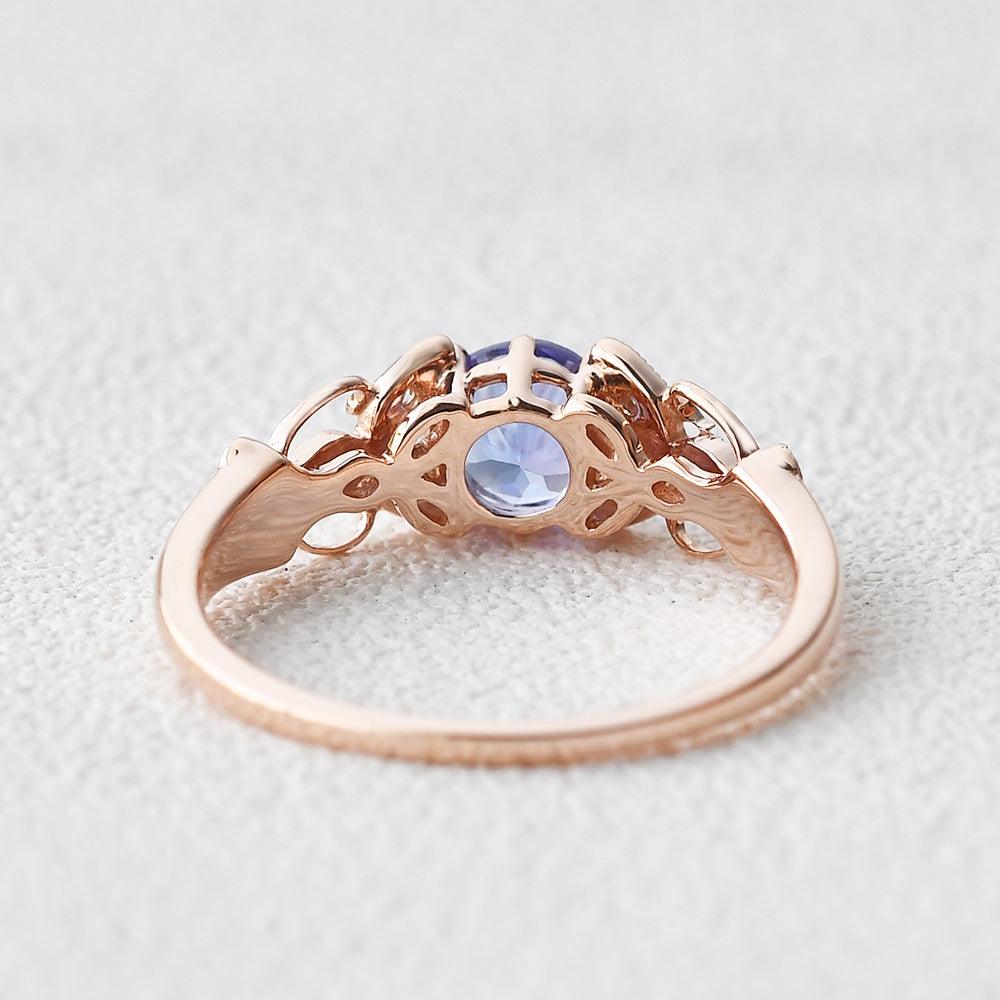 Tanzanite & Moissanite Inspired Rose Gold Ring - Felicegals