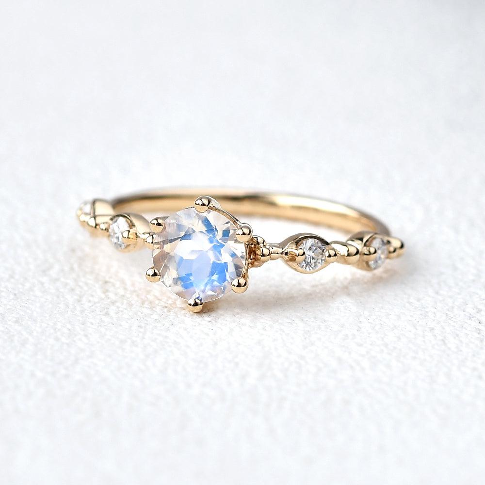 6mm Blue Moonstone Rose Gold Ring - Felicegals