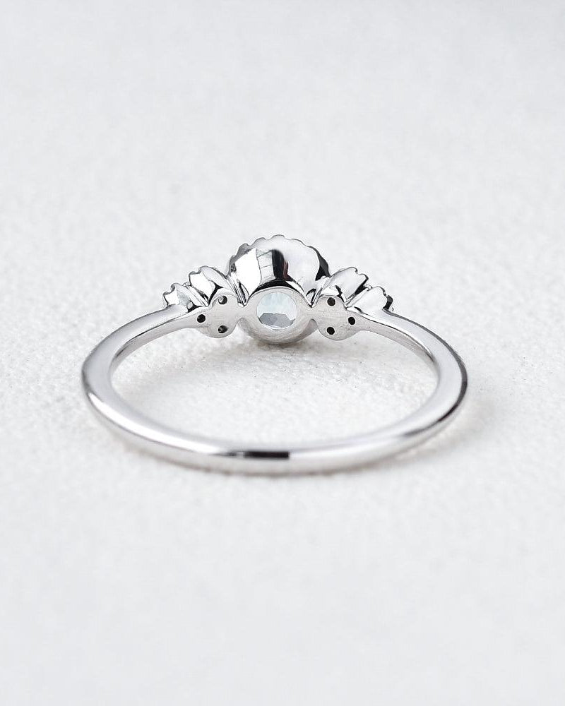 6mm Round Cut Solitaire Aquamarine Ring - Felicegals