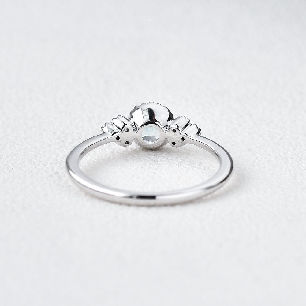 6mm Round Cut Solitaire Aquamarine Ring - Felicegals