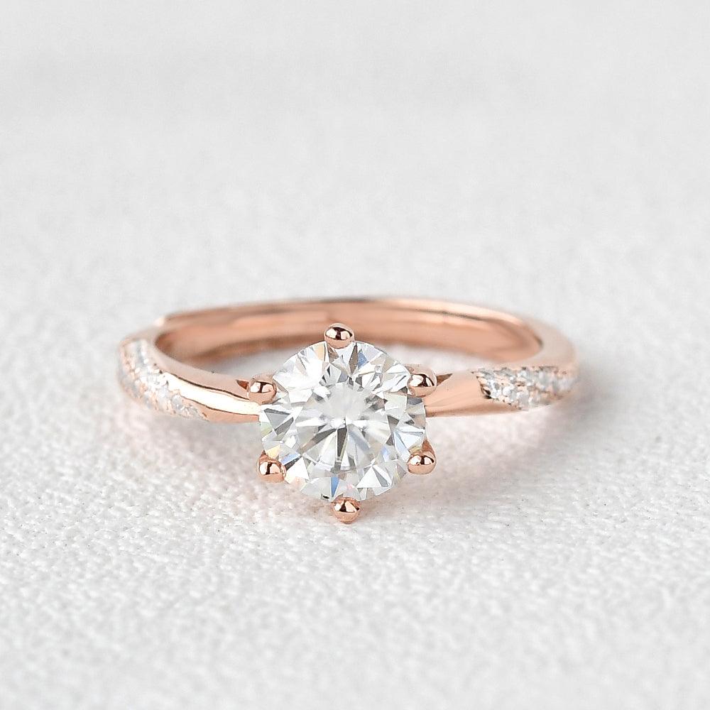 1ct Six Prongs Solitaire Rose Gold Ring - Felicegals