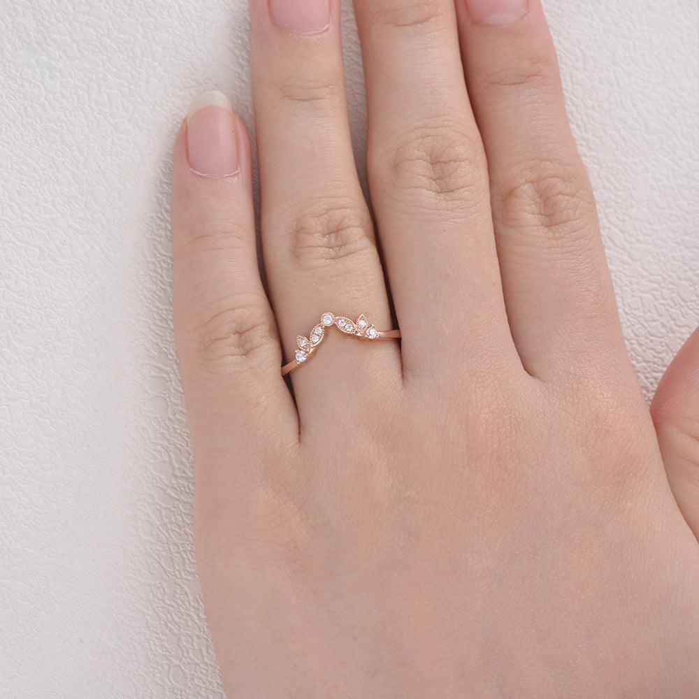 Vine Leaf Moissanite Rose Gold Wedding Band - Felicegals