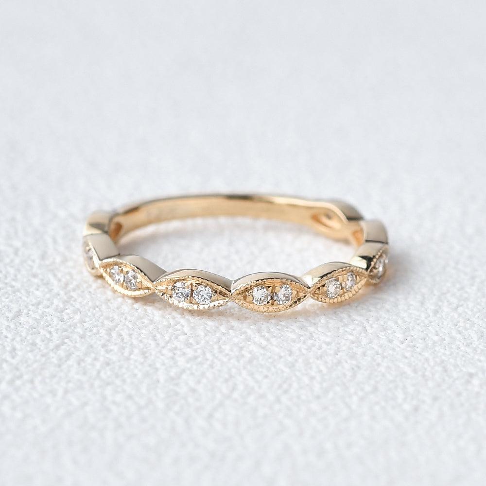 Moissanite Yellow Gold Stacking Ring - Felicegals