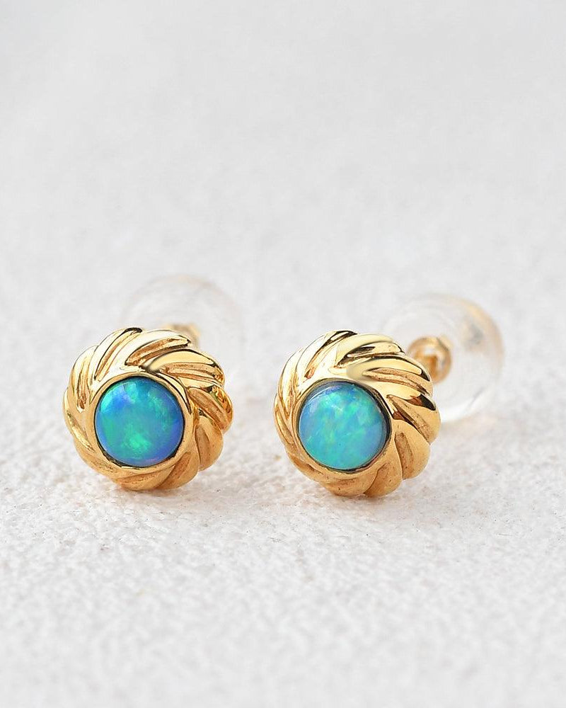 Natural Opal Vintage Yellow Gold Earrings - Felicegals 丨Wedding ring 丨Fashion ring 丨Diamond ring 丨Gemstone ring--Felicegals